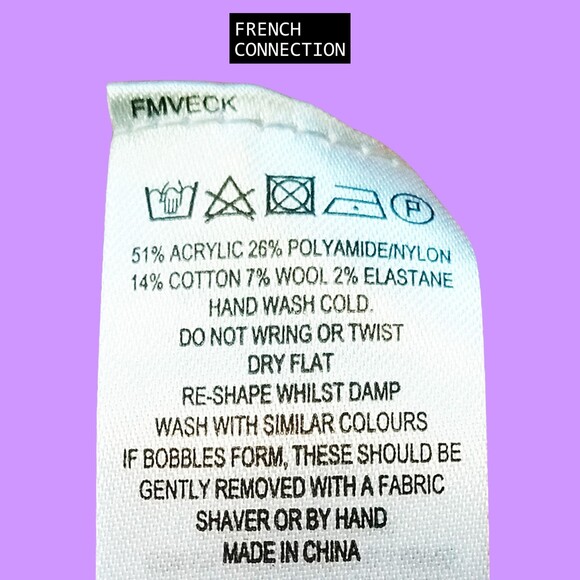 FRENCH CONNECTION NEW Scandinavian FLOSSY STAND Boucle Wool Oversized Sweater M - Picture 11 of 12